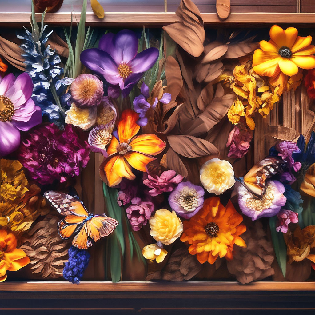 Картина Нежная композиция из сухих цветов гортензии