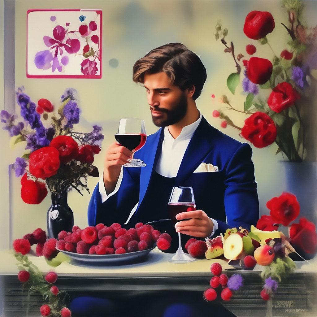 Стильная открытка мужчине ,вино,ягоды…» — создано в Шедевруме
