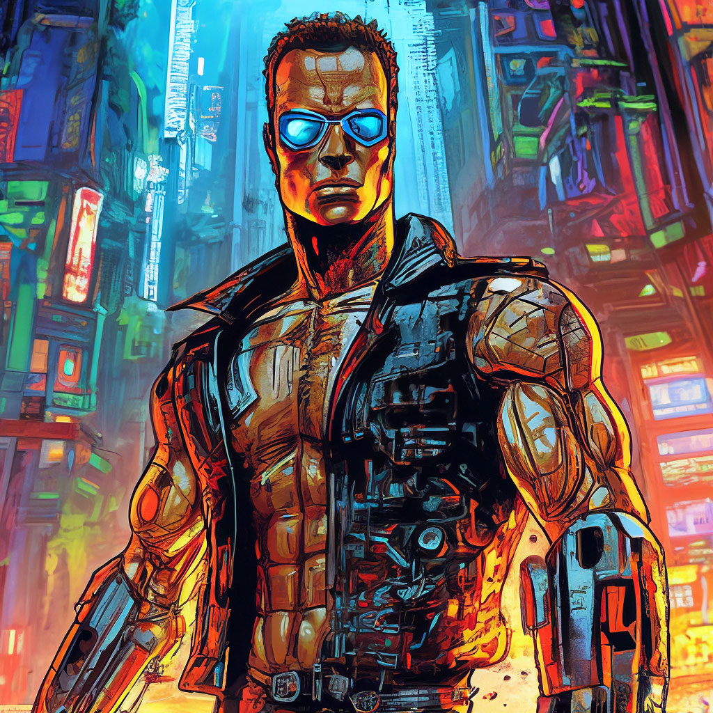 "T-string Terminator" — image created in Shedevrum