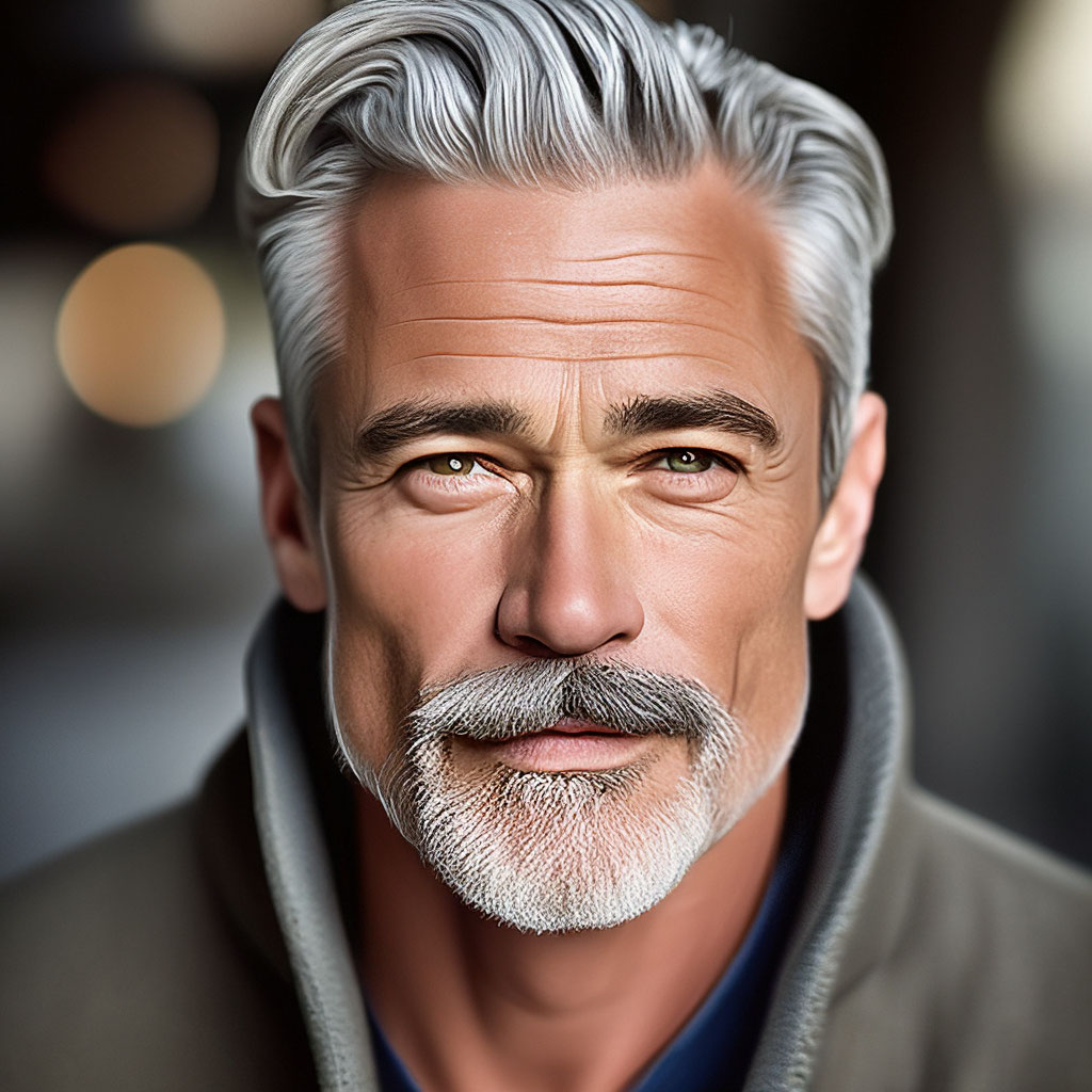 "The man is 60 years old, gray-haired with a mustache and sideburns ...