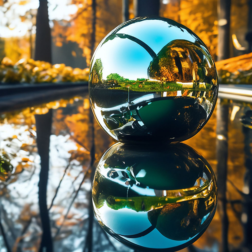 "Mirror,against,during reflective, cinematic, autumn , photorealism ...