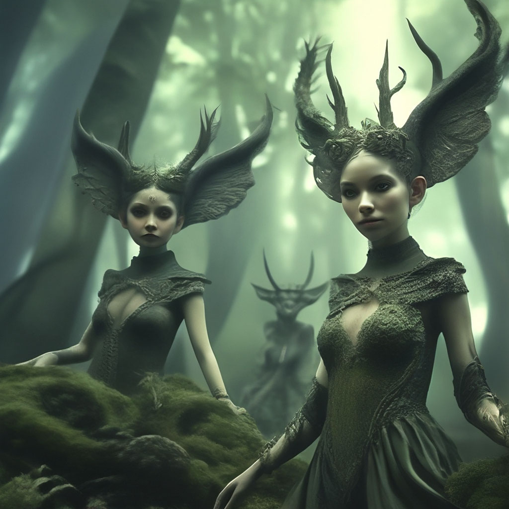 "Incubi and succubi in the fairy forest, fantasy, mysticism ...