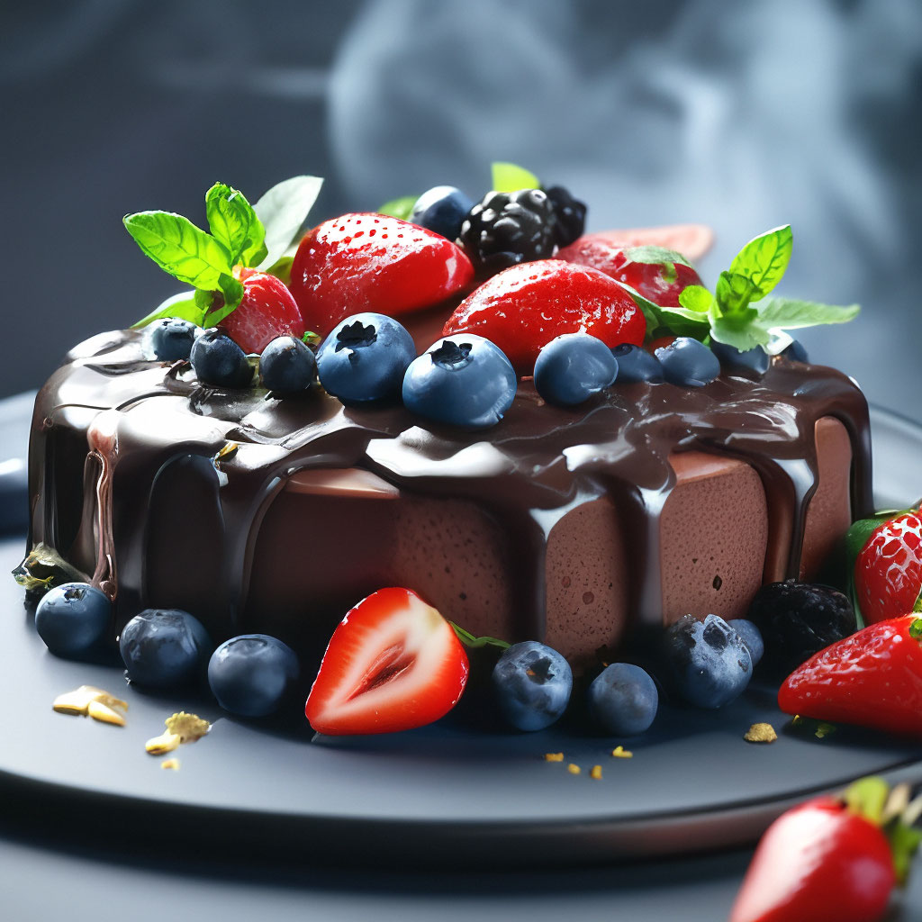 "🍊 🍁•ᠻօօ𝑑•🍁. Chocolate cake with blueberries and strawberries,decorated ...