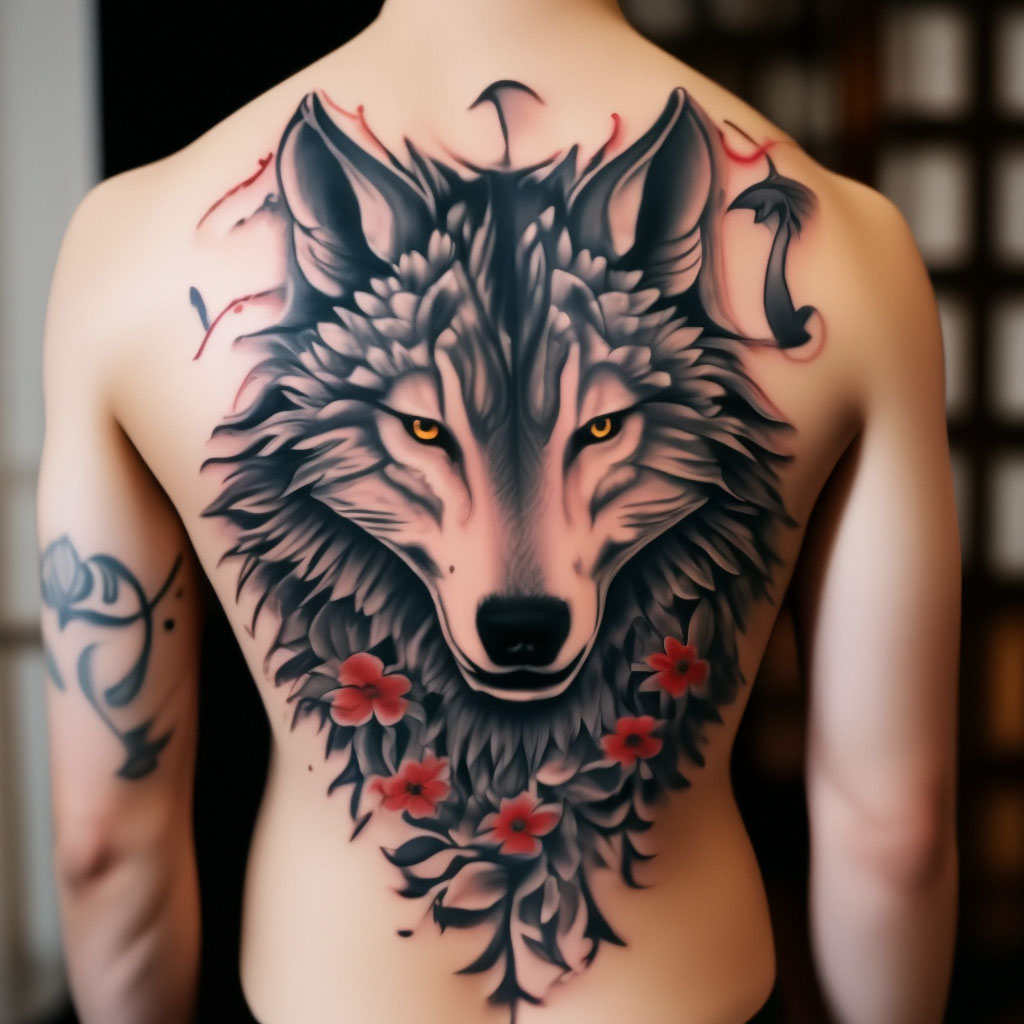 Тату волка в японском стиле» — создано в Шедевруме