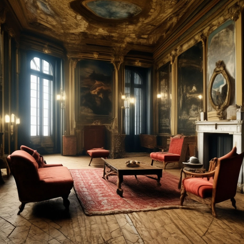 "Living room in the 17th century" — image created in Shedevrum