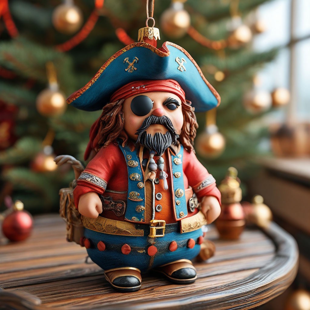 "A pirate with a black eye patch standing on the deck of a ship ...