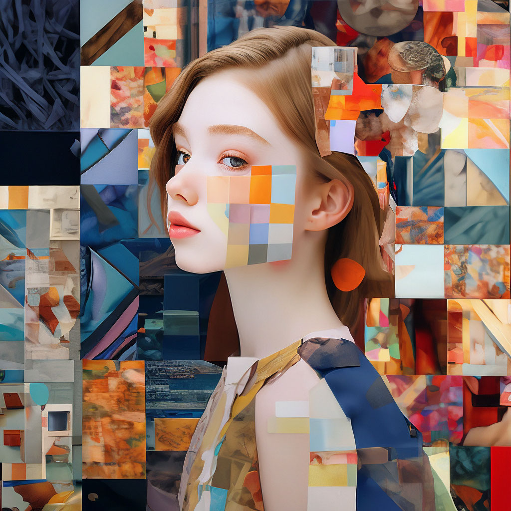 "💦 patchwork collage portrait of a girl— v4;gliter" — image created in ...