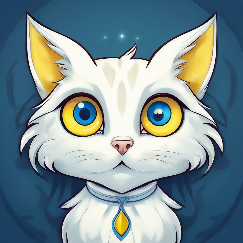 Белая кошка с разными глазами …» — создано в Шедевруме