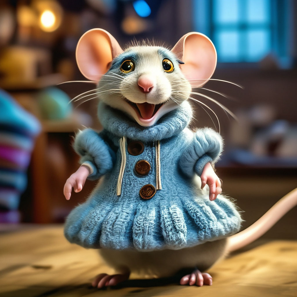 funny creep rat dressed in a knitted dress,full-length,funny oblique ...