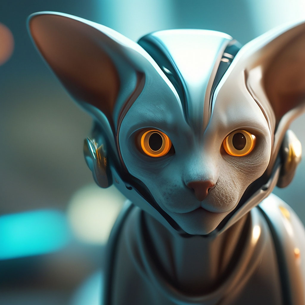 "Alien cat, alien cat, 3d rendering" — image created in Shedevrum