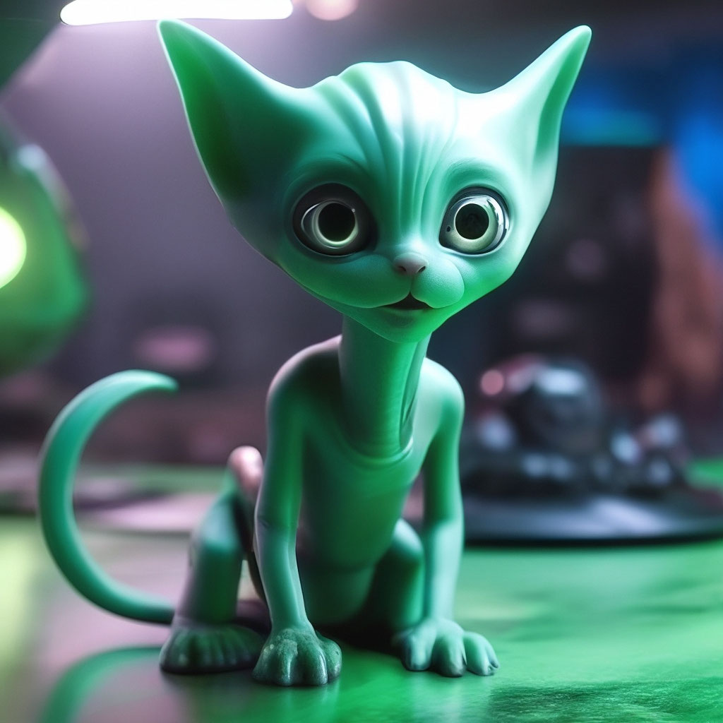 "The alien from the movie is now a cat a cat" — image created in Shedevrum