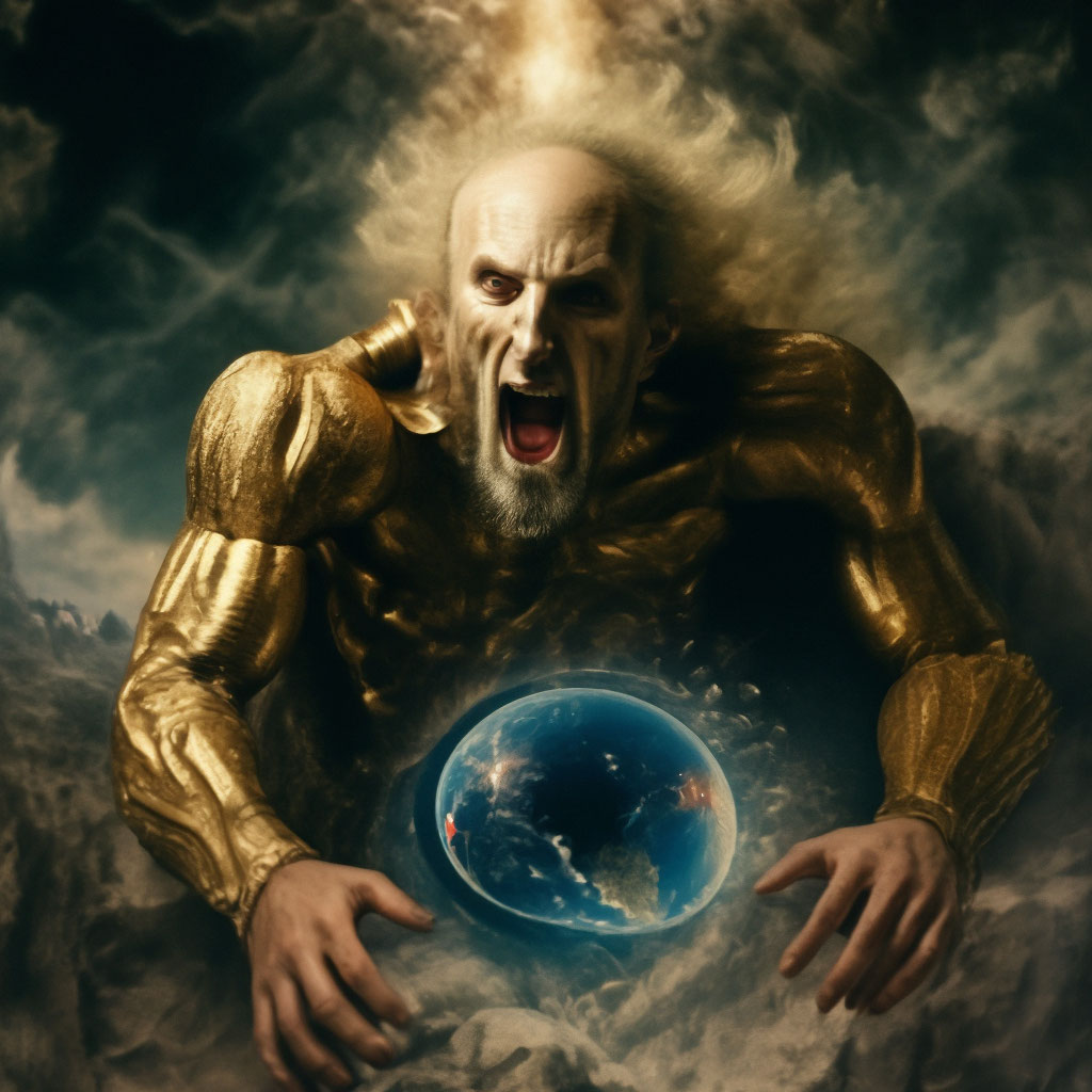 "Demiurge devours the universe" — image created in Shedevrum