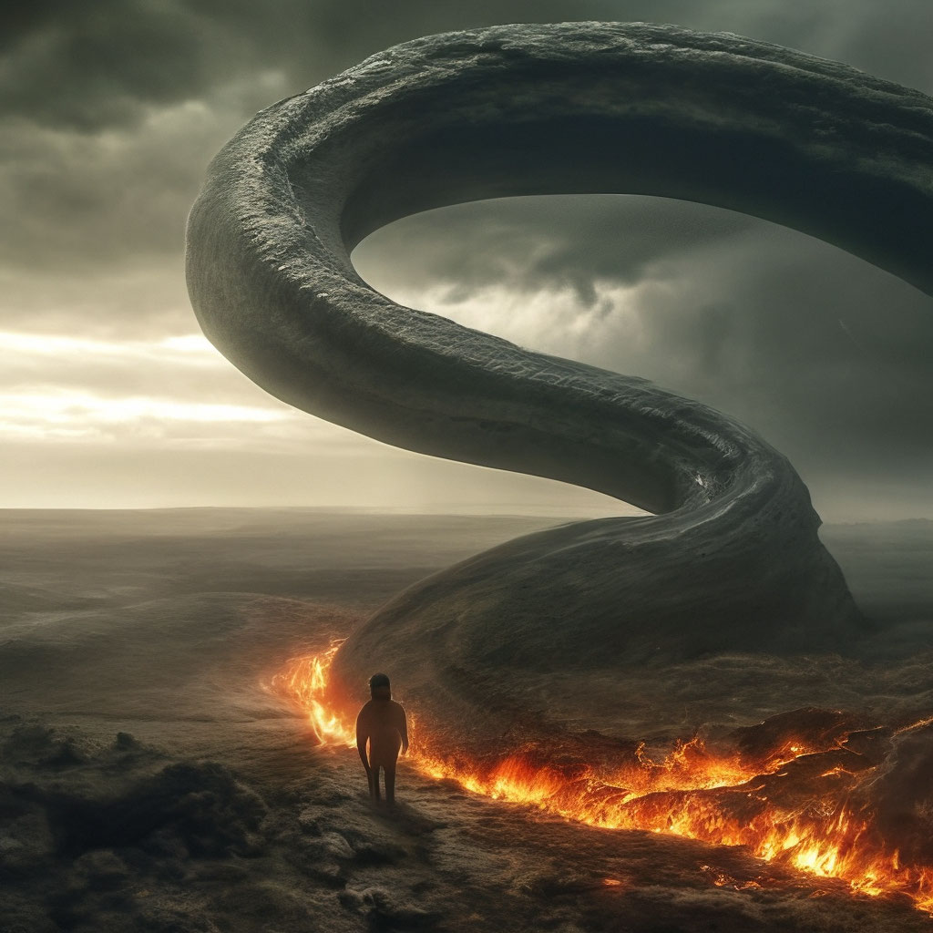 "A snake has enveloped the planet" — image created in Shedevrum