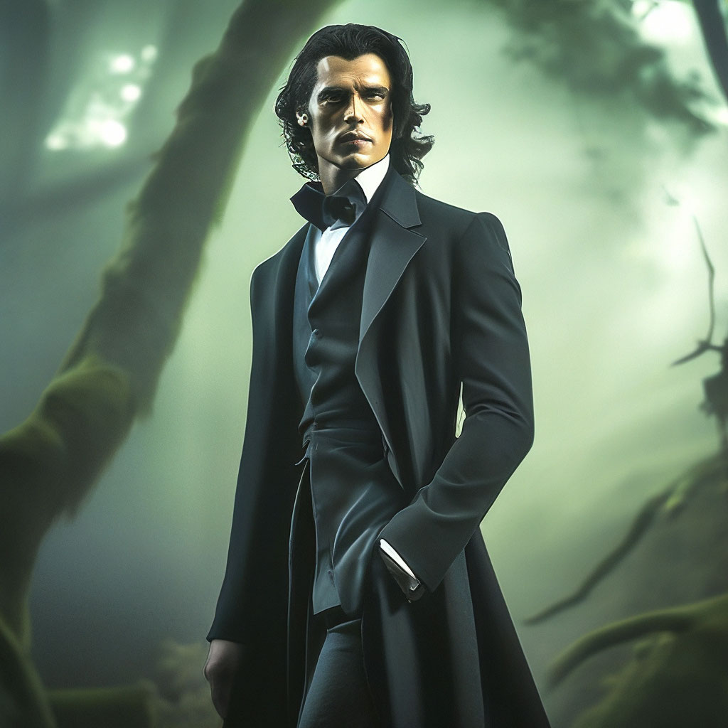 "Tall handsome dark-haired man" — image created in Shedevrum