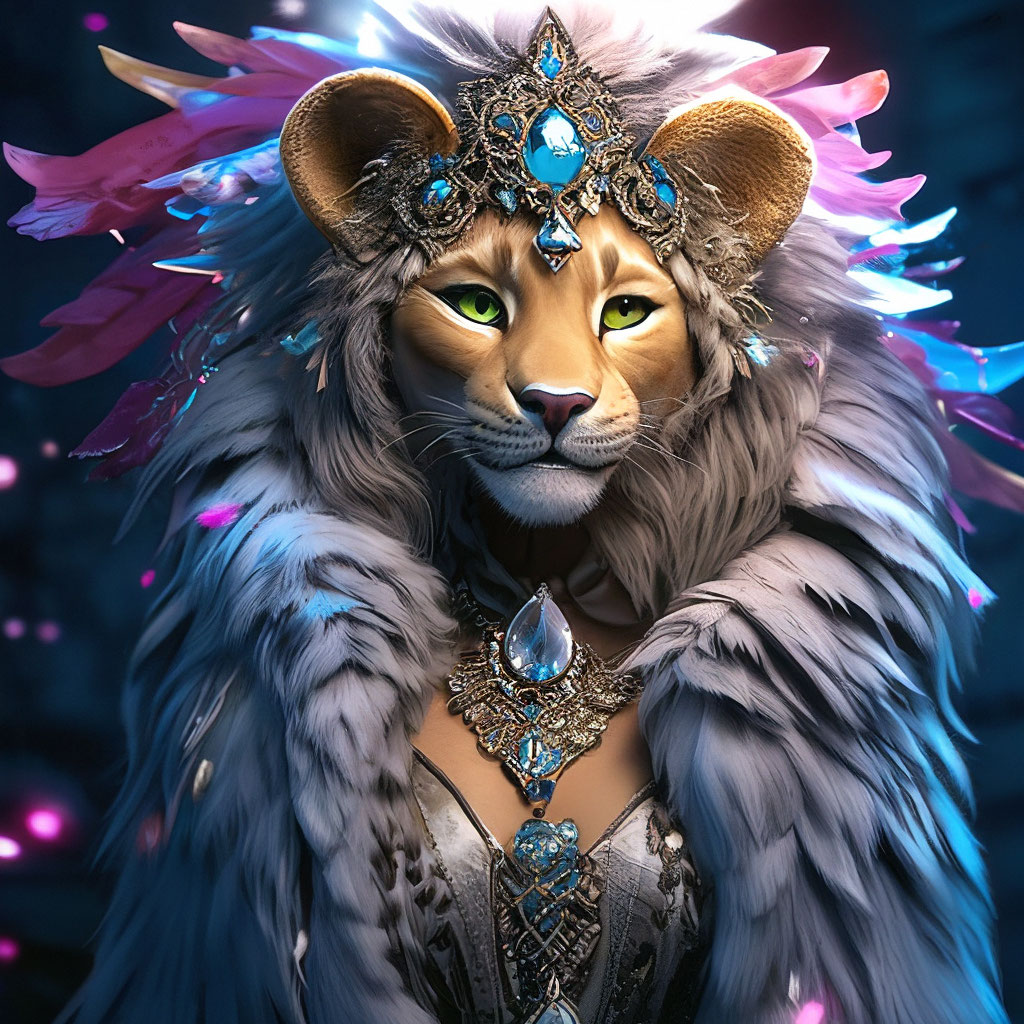 cute-anthropomorphic-lioness-smiles-filigree-drawing