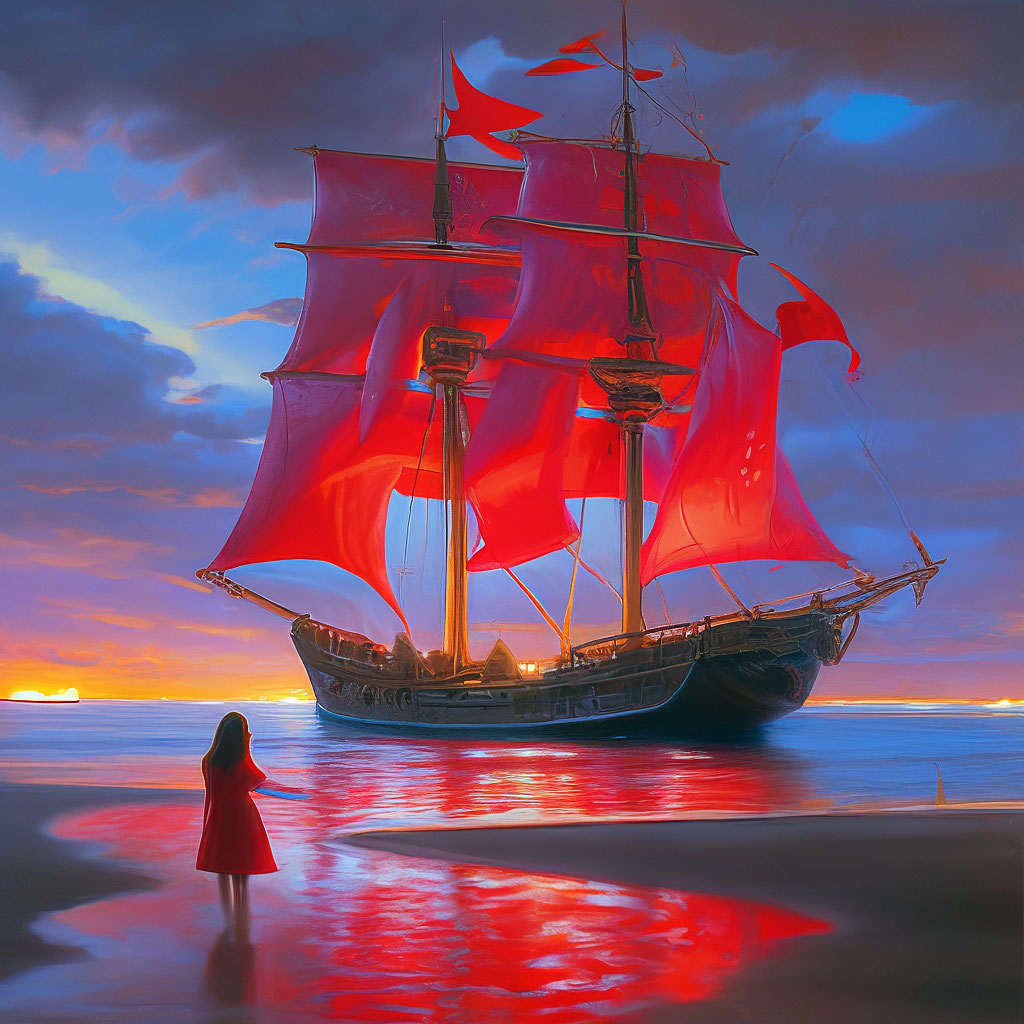 "Scarlet sails the girl on the shore that ship with scarlet sails ...