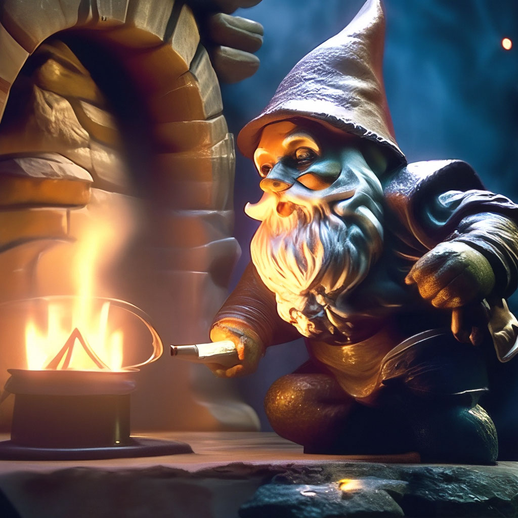 "Animated image of a gnome lighting a fireplace, lots of details, high ...