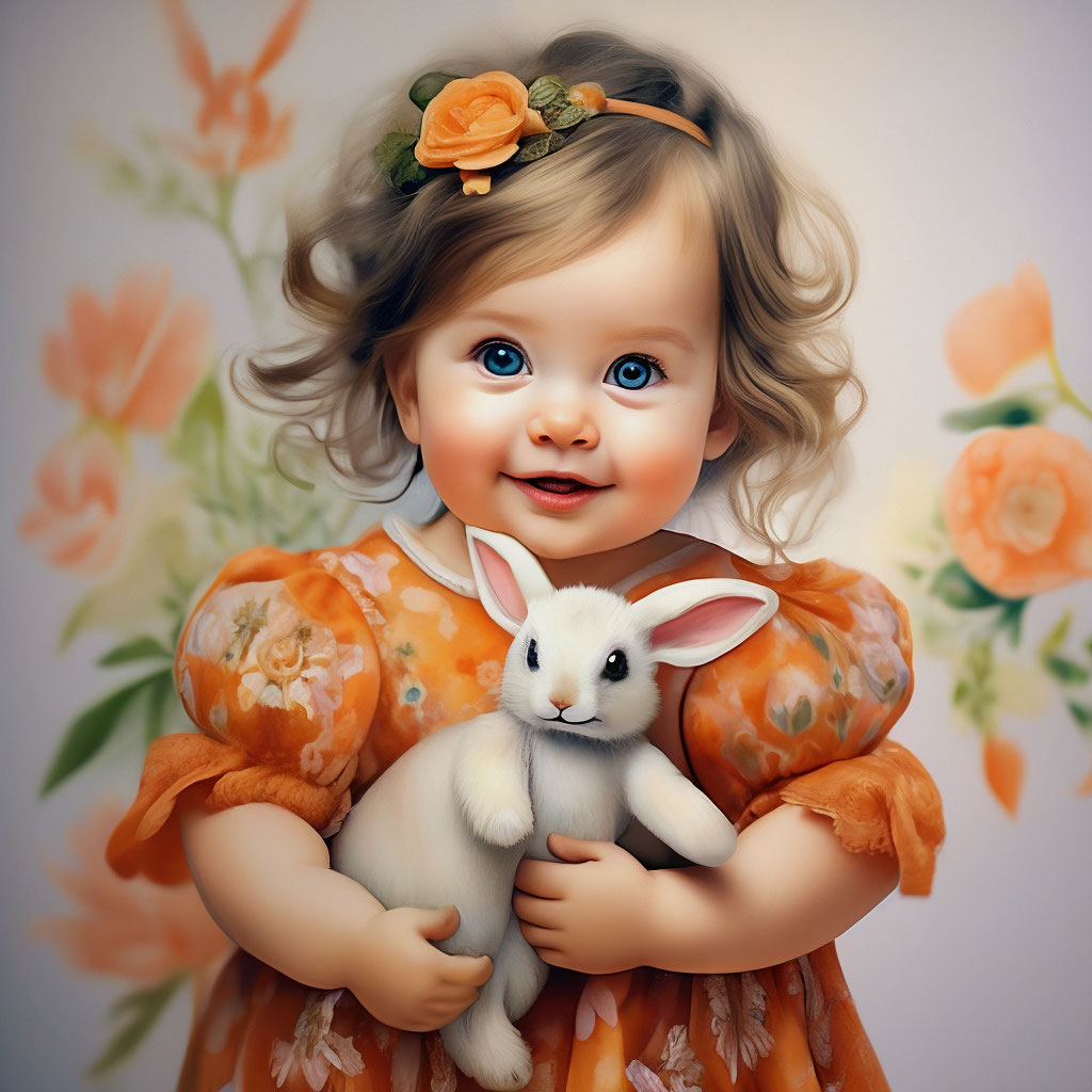 a-1-year-old-girl-an-amazingly-beautiful-baby-in-an-orange-lace-dress