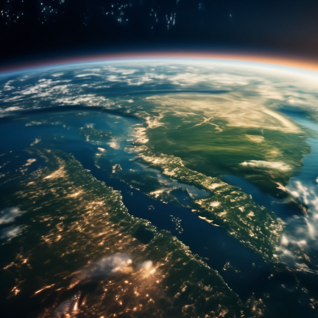 "Earth under the view from space" — image created in Shedevrum