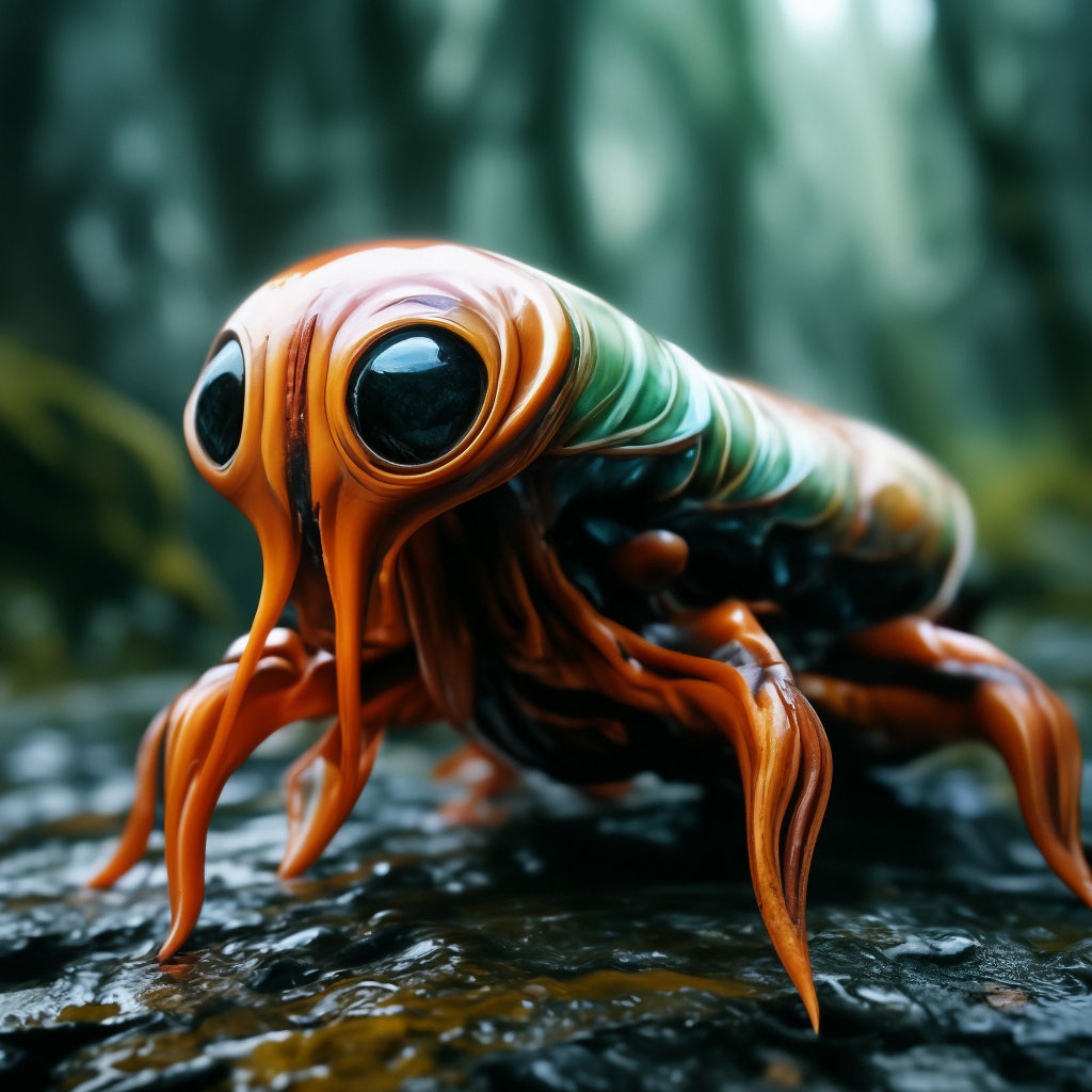 "An alien slug that absorbs vital energy" — image created in Shedevrum