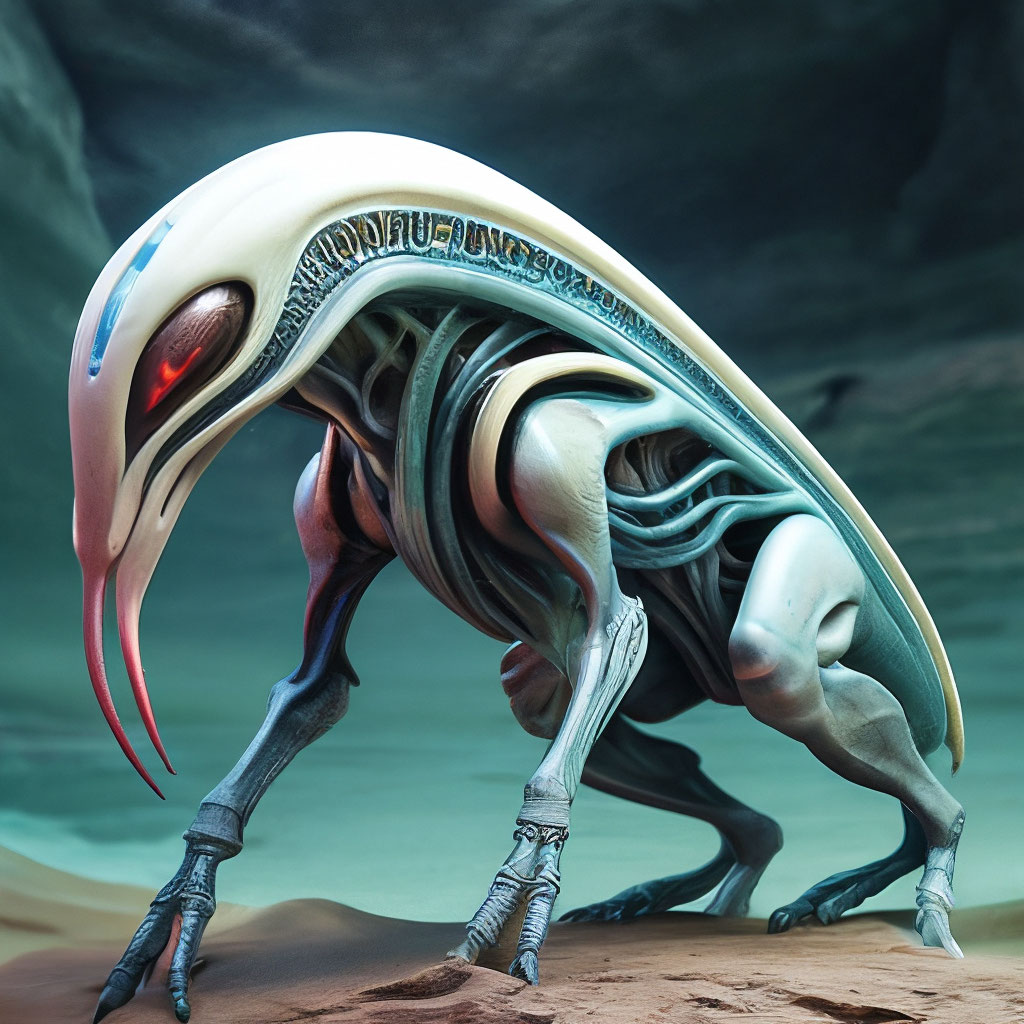 "A rare specimen of an alien animal species" — image created in Shedevrum