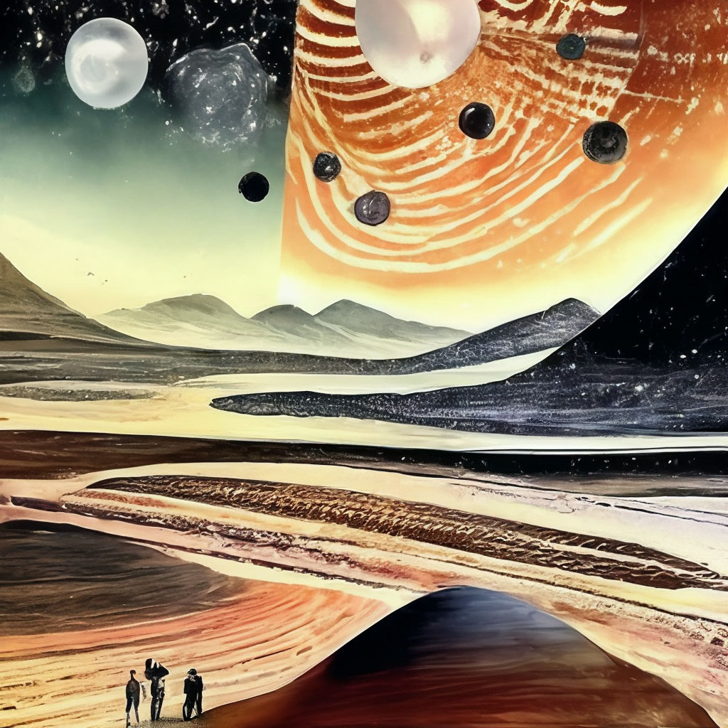 "An alien landscape. A sophisticated Retro collage. Abstraction ...
