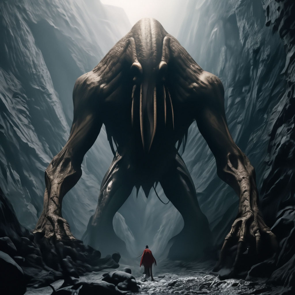 "A huge creature in the bowels of the earth" — image created in Shedevrum