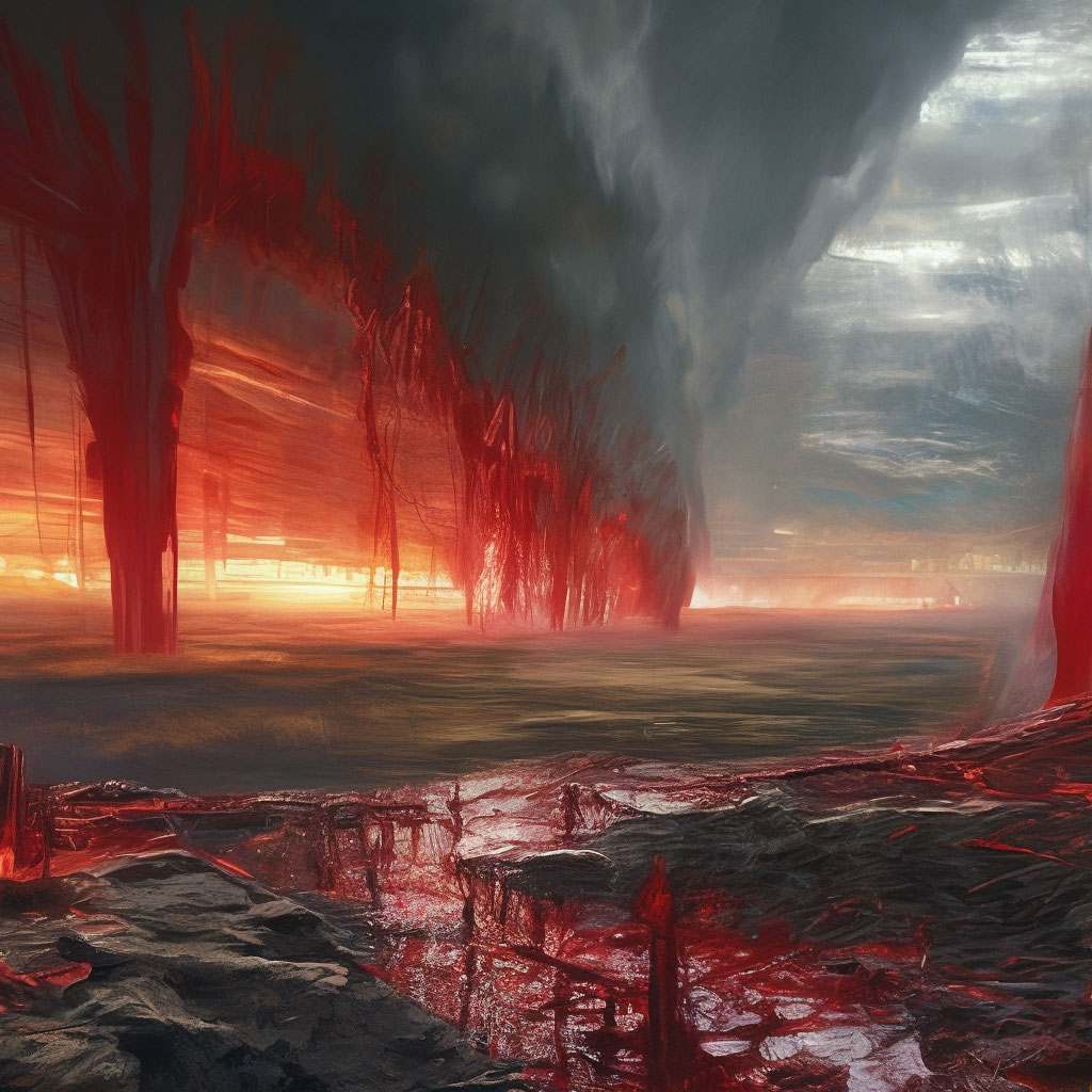 "The scarlet tears of the Earth" — image created in Shedevrum
