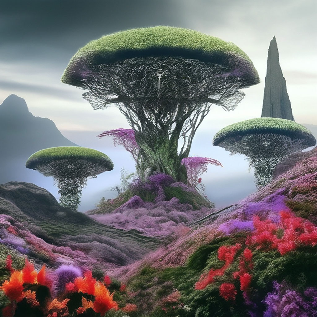 "Digital art,Fotocollage,extraordinary mysterious alien landscape ...
