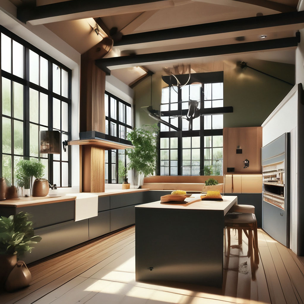 "Loft-style kitchen interior" — image created in Shedevrum