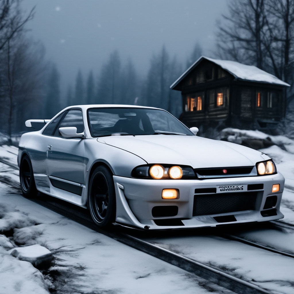 "Abandoned Nissan The Skyline r33 is covered in snow" — image created ...