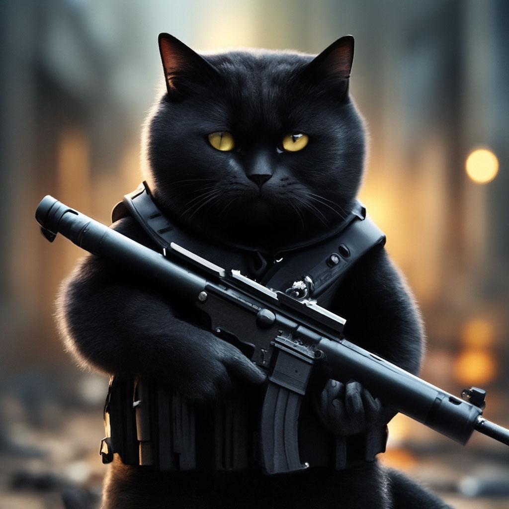 Котик с автоматом