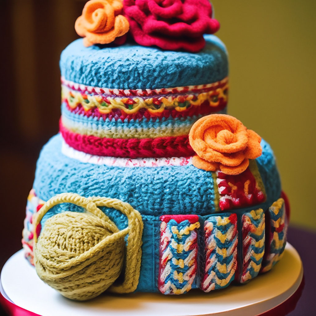 Двухярусный торт в стиле рукоделия …» — создано в Шедевруме