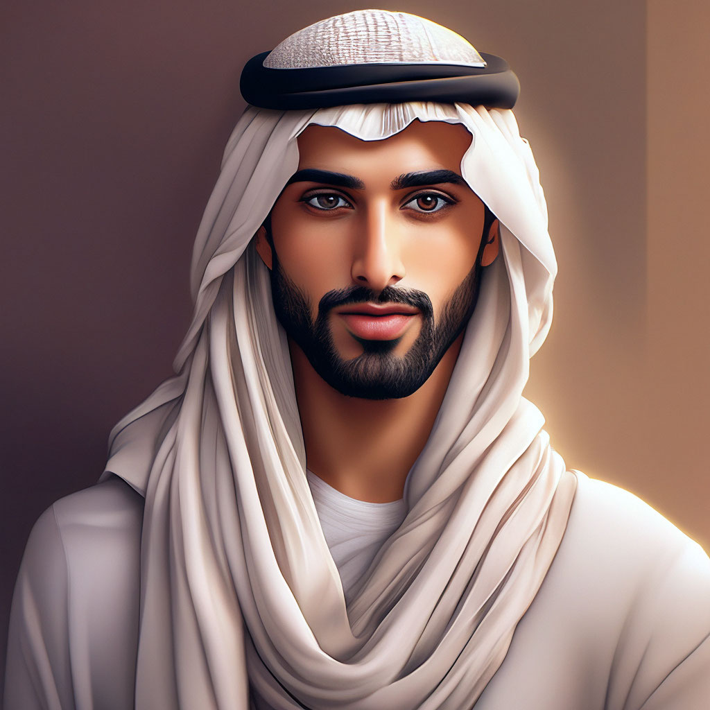 "Handsome arab guy, pencil" — image created in Shedevrum