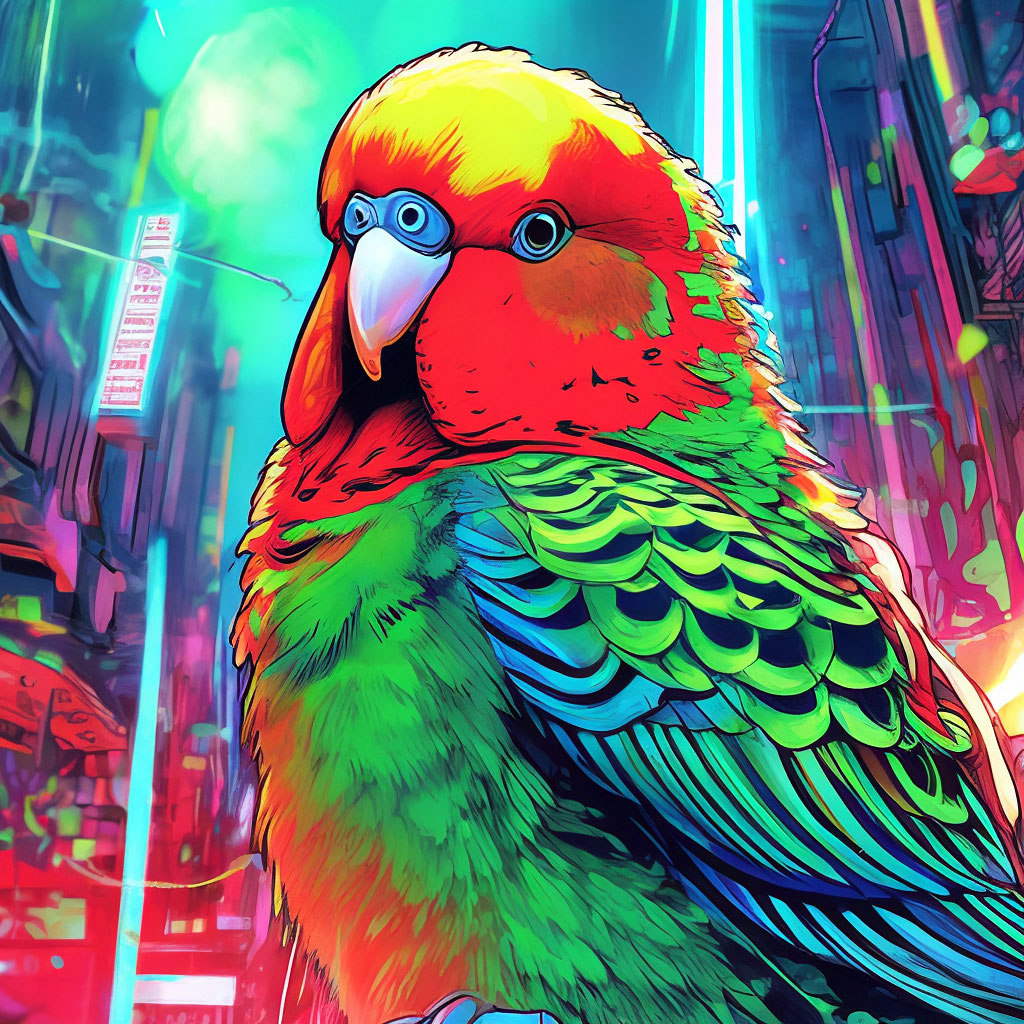 Красный-зелёный Волнистый Попугай 🦜…» — создано в Шедевруме