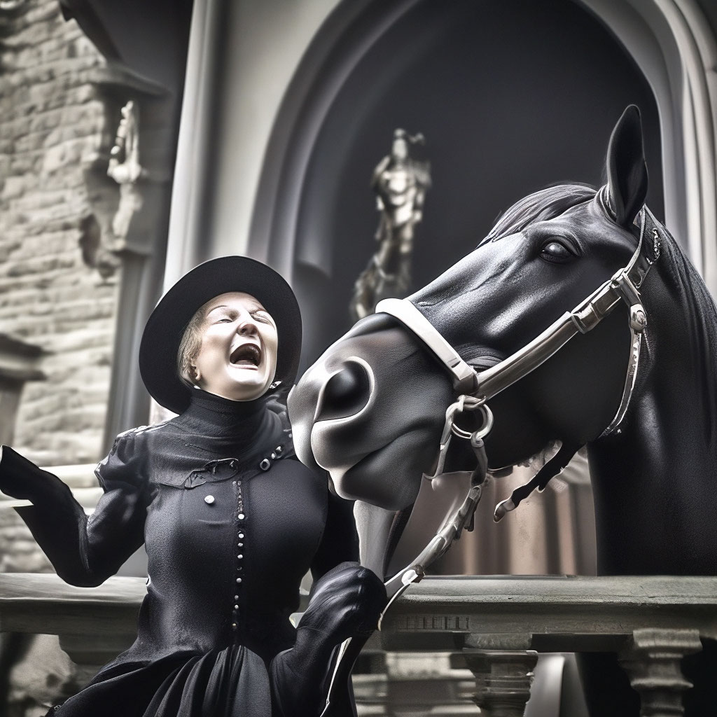 "Nanny fainted, (Straight from the balcony, head down, on the mare ...