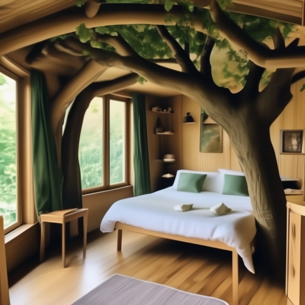"A room inside a pear tree…" — image created in Shedevrum