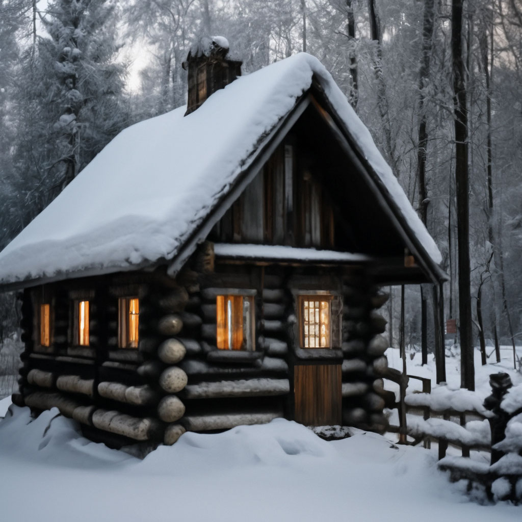 "A snow-covered Russian hut in winter" — image created in Shedevrum