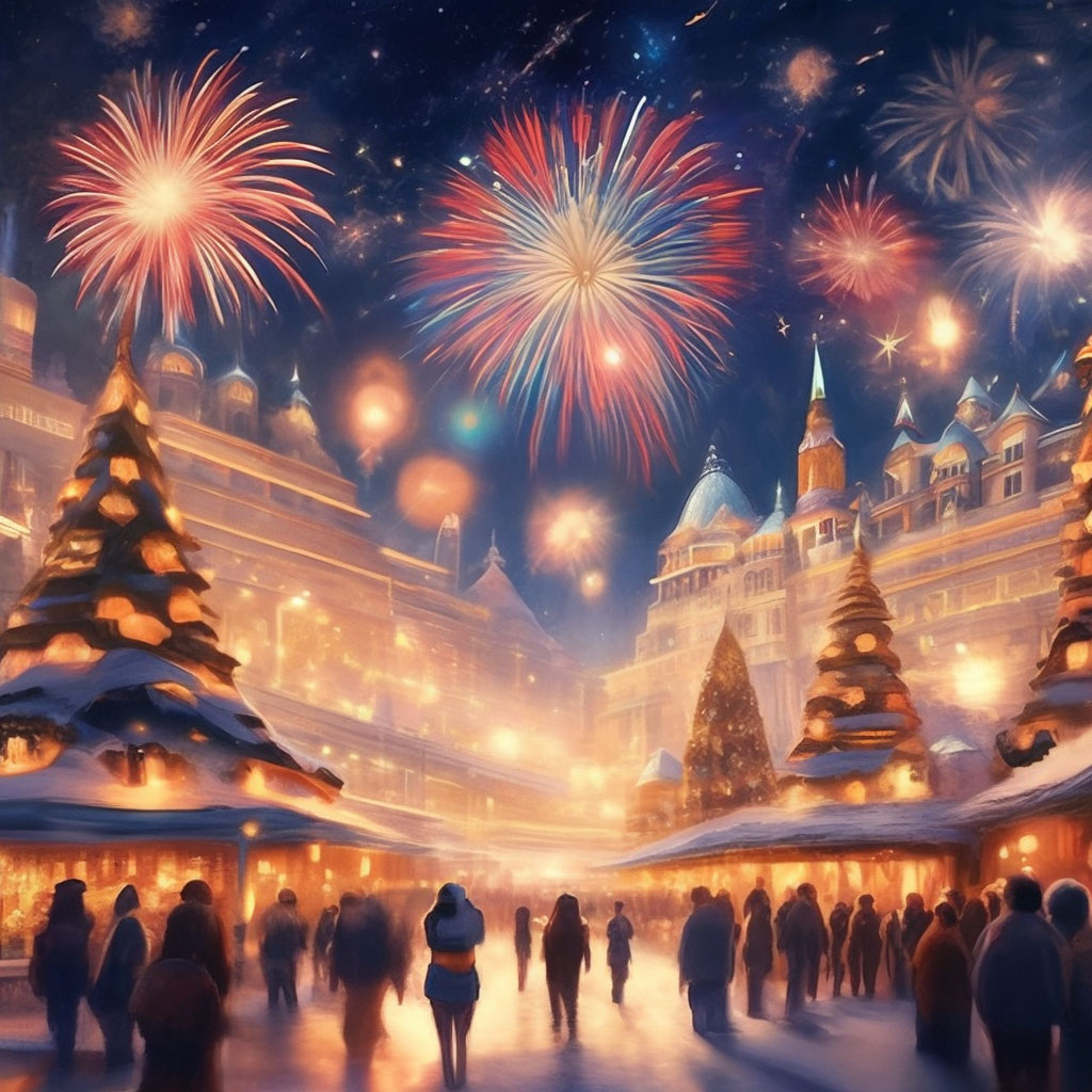 "Happy New year 🎄🍺🎅" — image created in Shedevrum