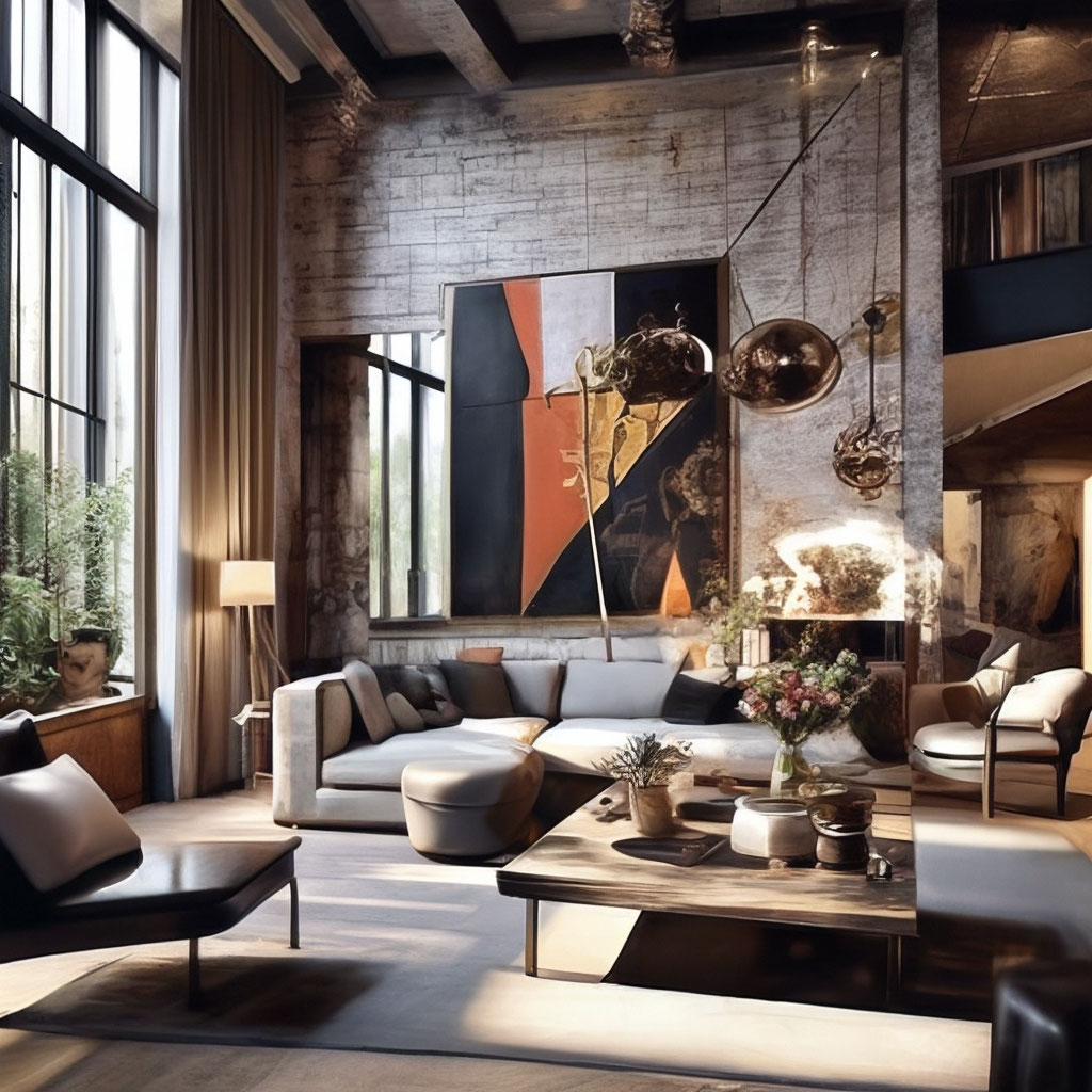 "Luxury bright loft-style interior, forging, metal, with the addition ...