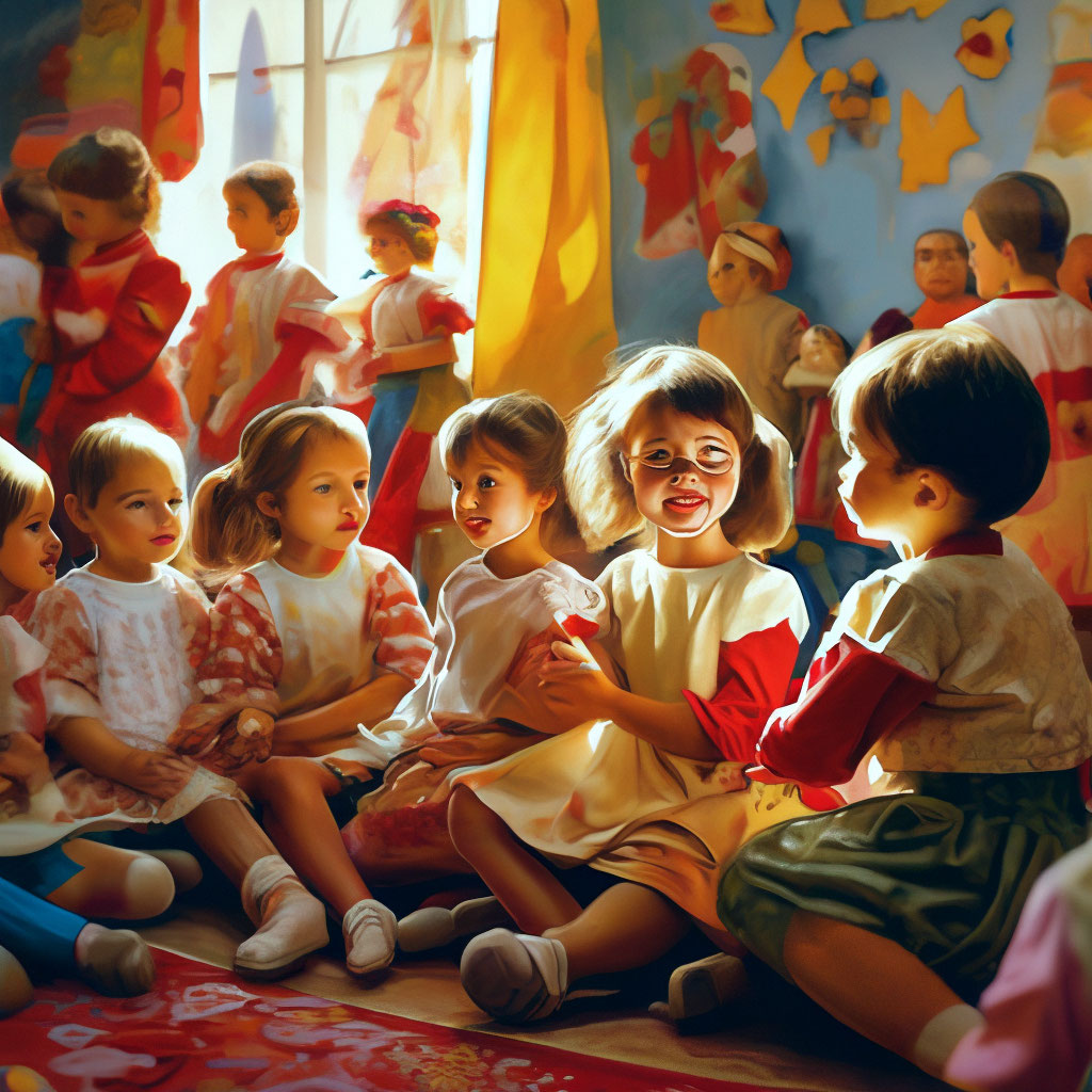 №912 Ретро фото СССР детский сад дети воспитательница утренник игрушки игра