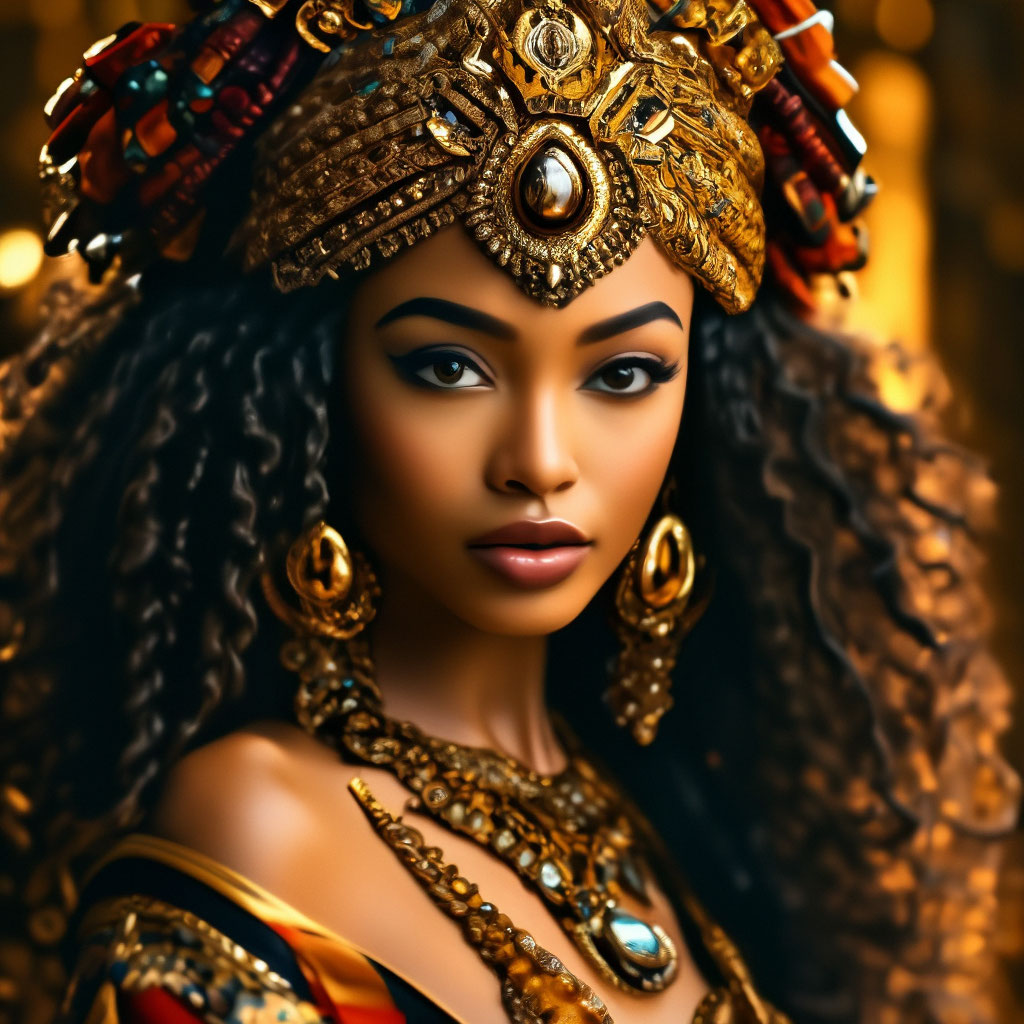 "A princess with beautiful brown eyes of an African country, in a crown ...