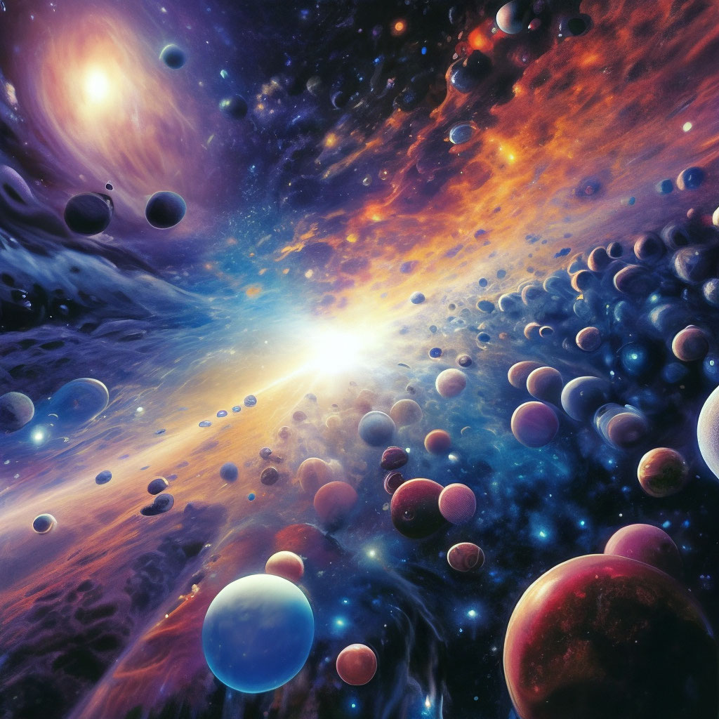 "The expanding universe" — image created in Shedevrum