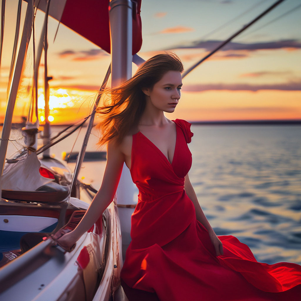 "Scarlet sails yacht girl beautiful on the shore sunrise" — image ...