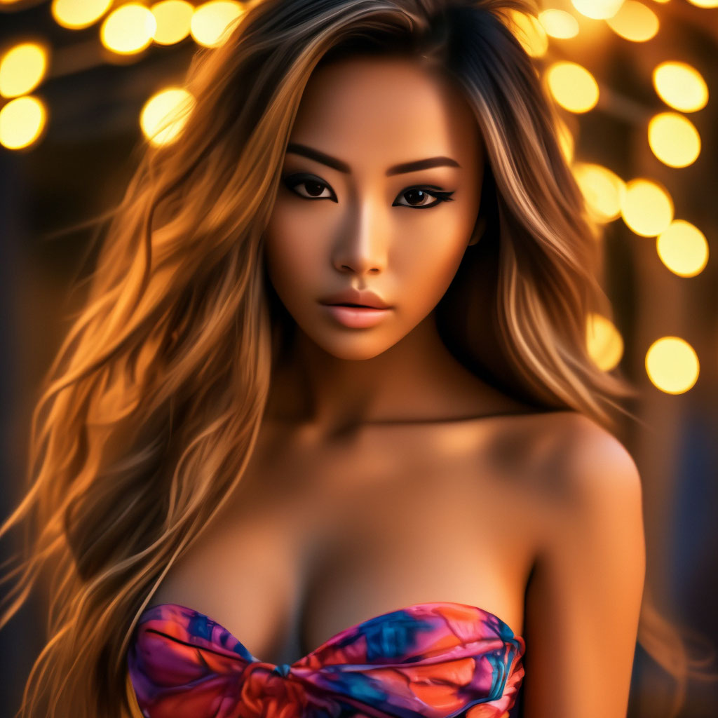 Ayumi anime big painted eyes bright makeup big bust