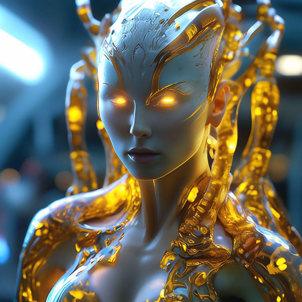 "Aliens, neuro-cyborg, body and face molecules completely made of ...