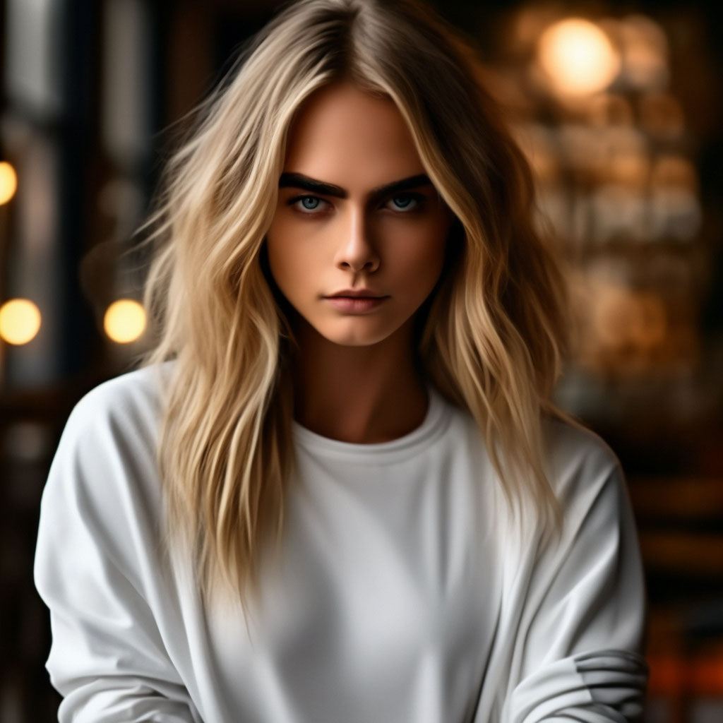 CaraDelevingne длинные белые волосы …» — создано в Шедевруме