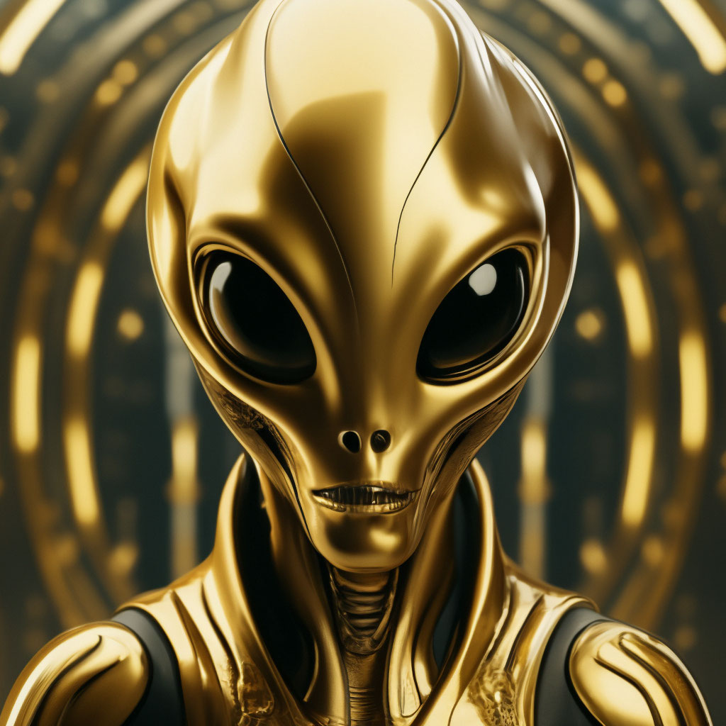"Golden aliens" — image created in Shedevrum