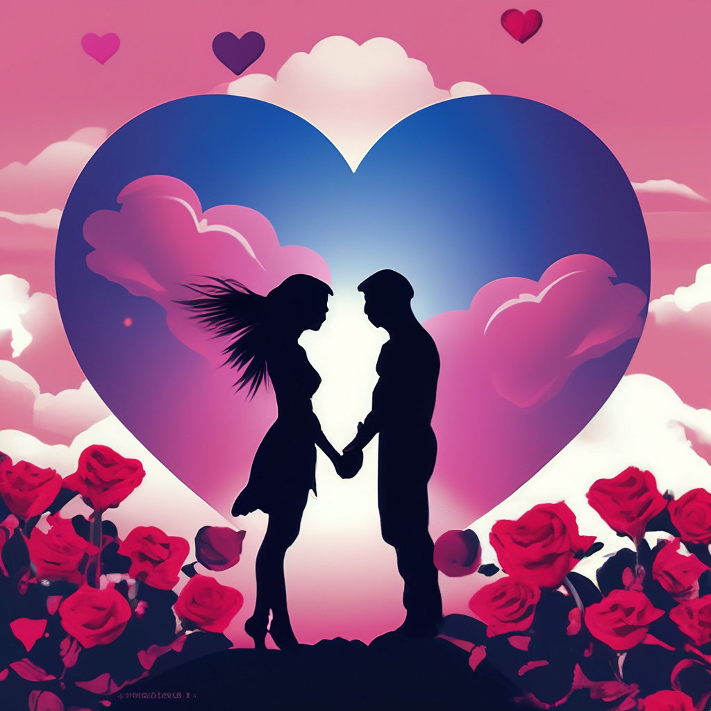 "Silhouettes of a couple in love holding hands vector graphics ...