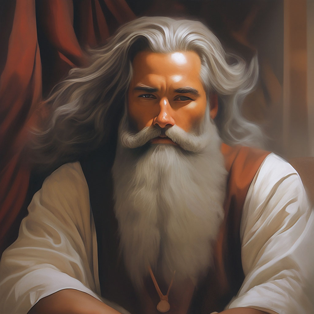 "Humanization of feelings, wisdom, a man with a beard" — image created ...